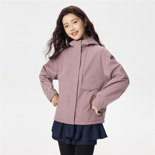 
Giordano windproof jacket for women in autumn and winter mountain climbing suit plus velvet hooded soft shell jacket for women 13375655