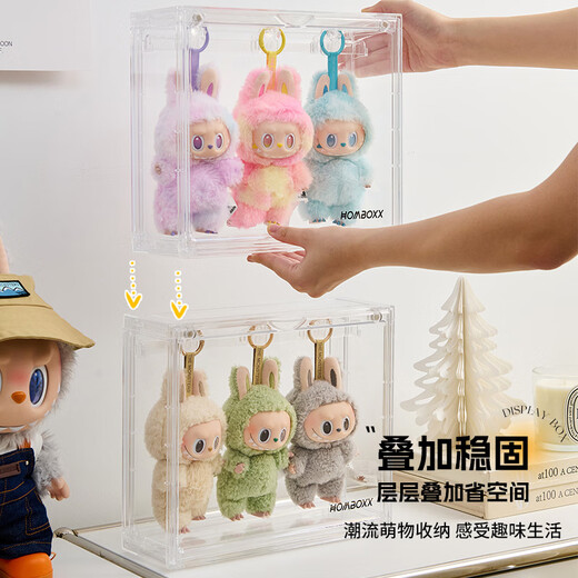 OMANTI figure pendant storage box can be stacked with dust-proof transparent display box labubu enamel plush doll display stand transparent storage box hanging style 1 piece