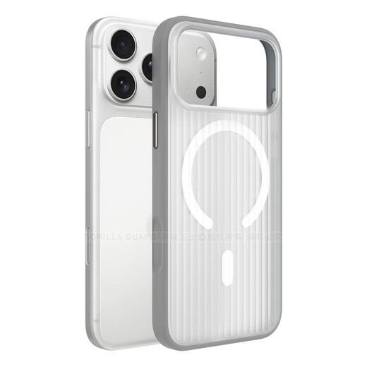 Planet of the Apes Guardian MagSafe grating tempered for Apple 17ProMax magnetic mobile phone case iPhone17ProMax protective cover matte corrugated suitcase striped anti-fall shell gray