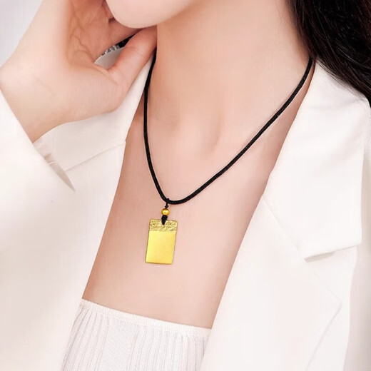 Ningfeng silver-wrapped ancient gold pendant, safe and sound brand solid square gold pendant for men and women, gold jewelry, gold-wrapped silver pendant 15 grams, about 1 gram of gold