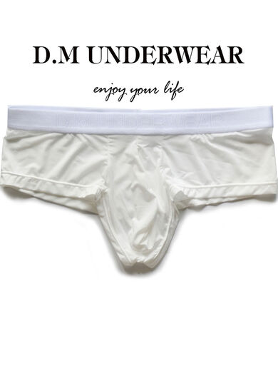 DM men's underwear low waist sexy ice silk thin breathable transparent T pants single thong thong sexy high elastic protrusion black XL