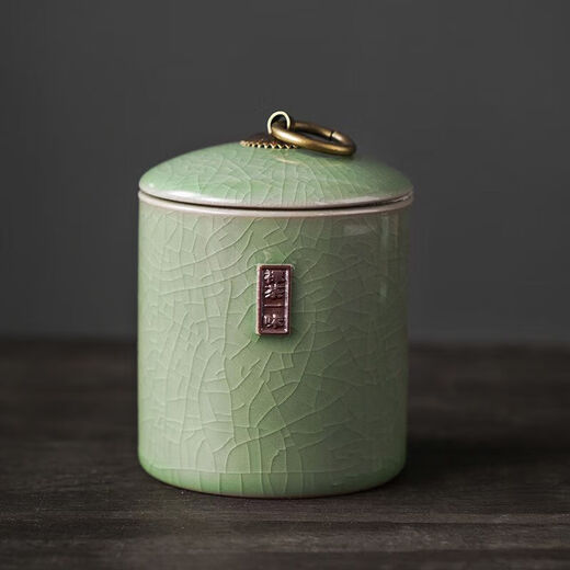 Ge Kiln Tea Jar Creative Tea Storage Jar Household Pu'er Container Portable Moisture-Proof Ceramic Jar Zen Tea Yiyi Ge Kiln Tea Jar Tianqing