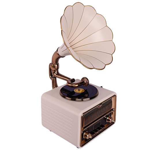 Jinmo Retro Mini Gramophone Large Speaker Bluetooth Small Audio Antique Speaker Multifunctional Creative Gift Ornament 908 908 White - Rotating Turntable - Song U Disk