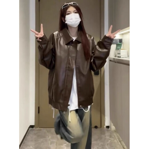 Jatulu new autumn PU leather jacket men's and women's retro motorcycle style tops black spring and autumn _204 M _ 85-115Jin Jin is equal to 0.5 kg