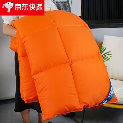 水星家纺出品95白鹅绒被子春秋被冬被保暖双人鸭绒被芯羽绒被加厚 8/*686黄+灰[已通过质检] 150x200cm8斤加厚冬被