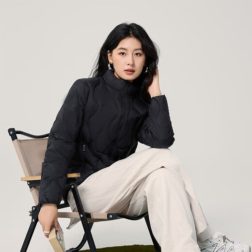 Bosideng Manufacturer Autumn Stand Collar Line Lightweight Slim Fit Down Jacket Multifunctional Cardigan Jacket Women Black 2XL (130-140Jin Jin equals 0.5kg)