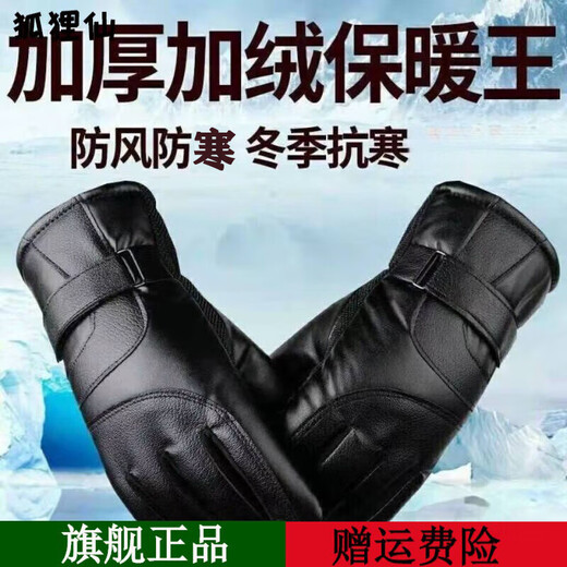 Fox Fairy Gloves for Men and Women Winter Velvet Thickening Warm Cycling Motorcycle Touch Screen Windproof Outdoor Coldproof Waterproof Winter Large Cotton Thickened Black Plus Size