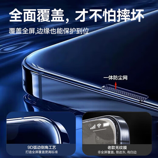 Felker Fully Automatic Film iPhone17/16/15/14/13ProMax Tempered Film Anti-Peeping Protective Film Apple 2-piece Pack Diamond Anti-Peeping Model丨Earpiece Dustproof丨Hard iPhone17