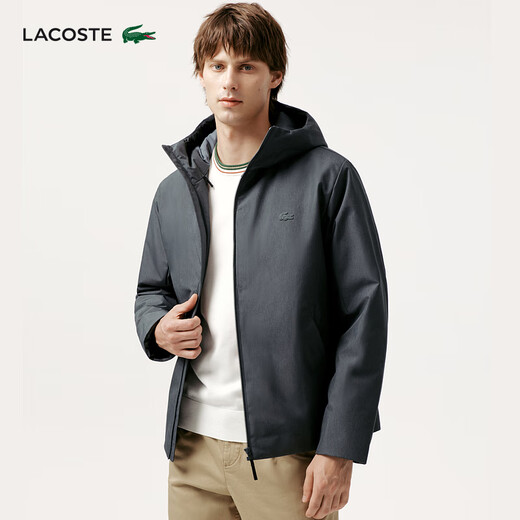 LACOSTE French Crocodile Men's 25 Autumn New Simple Thick Hooded Cotton Jacket | BH2552 050/Dark Gray M /L 52