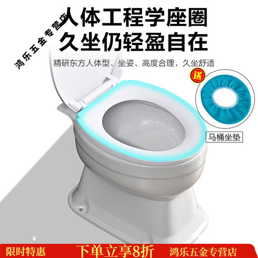 Pupan rural toilet renovation dry toilet dual-purpose ceramic flush-free straight-through squat toilet converted into a sitting toilet toilet for the elderly j extra long square mouth + cover