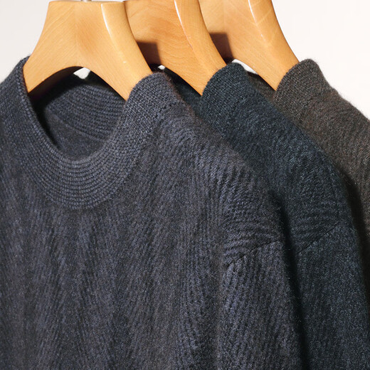 Deer King Optim cashmere sweater men's sweater 2025 winter new thickened warm sweater 100 pure cashmere middle-aged base layer dark green M 165 recommended weight 100-120Jin Jin equals 0.5 kg