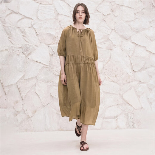 
Giordano designer skirt for women summer loose French straps V-neck dress for women 18465917
