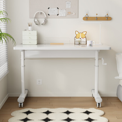 Zhaishida Computer Desk Home Desk Desk Hand-crank Lift Desk Study Desk Writing Desk Gaming Desk DNZ-17 Upgraded Pulley Model Simple White 120*60cm