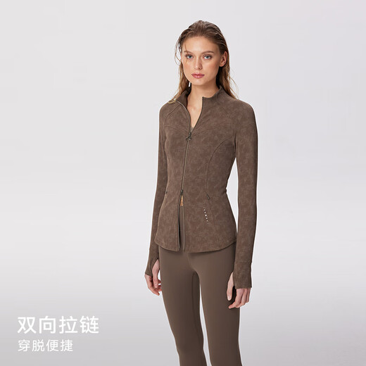 粒子狂热【废土印花】空气Air运动外套女修身拉链长袖衫JK006 灰蓝牛仔-SN-695 M