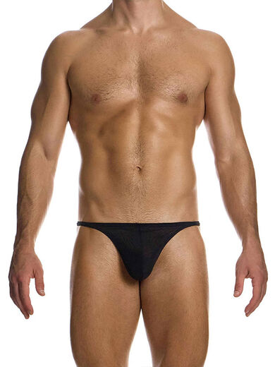 Sanqihu sexy men's thong double-layer gauze see-through high-elastic breathable bag T-pants 02512 Pink S