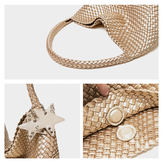 15MINS Tote Bag Commuting Bag Women's Large Capacity Shoulder Tote Bag Niche Woven Bag Women's Bag Birthday Gift