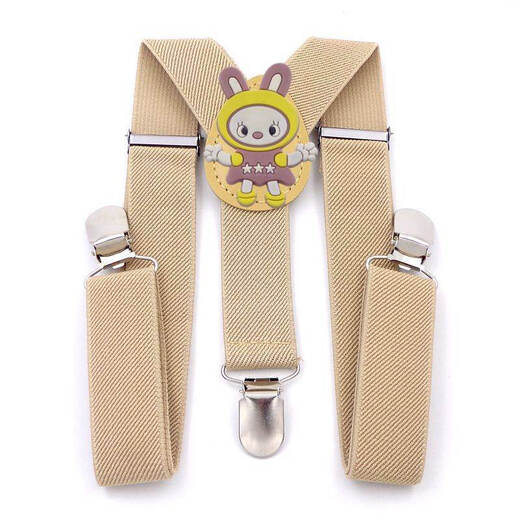 Jingmengyuan children's suspender belt clip pants anti-falling artifact baby boys and girls baby pants suspenders suspenders anti-fall clip Rabbit Beige