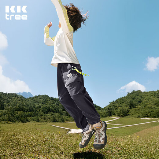 Kocotreekk树儿童裤子保暖男童抓绒裤秋冬季女童工装裤束脚长裤