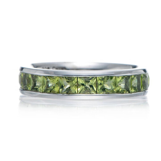 Everlasting leaf peridot ring square full of emeralds for men and women couple ring No. 15