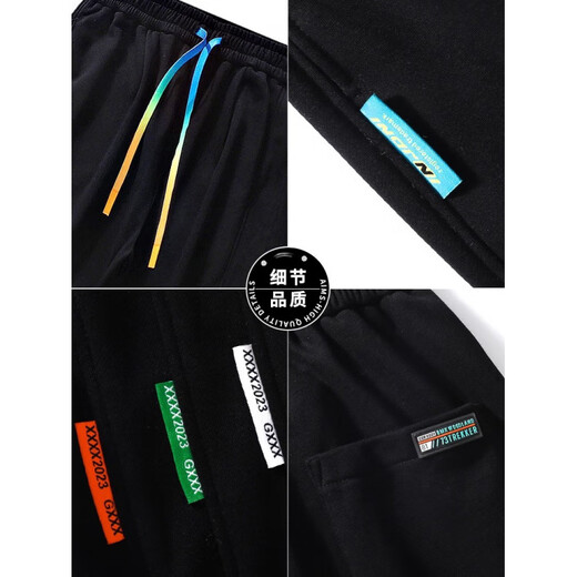 JEEP SPIRIT Jeep Casual Pants Men's 2025 New Large Size Sports Pants Men's Autumn Loose Casual Versatile Leg-length Pants Black Spring and Autumn XL