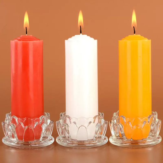 Yusenyi tasteless smoke-free holiday candle for blackout lighting for Buddha yellow thick cylinder burning red and white long-lasting flame-resistant family 6 red diameter 4.2 long 13cm