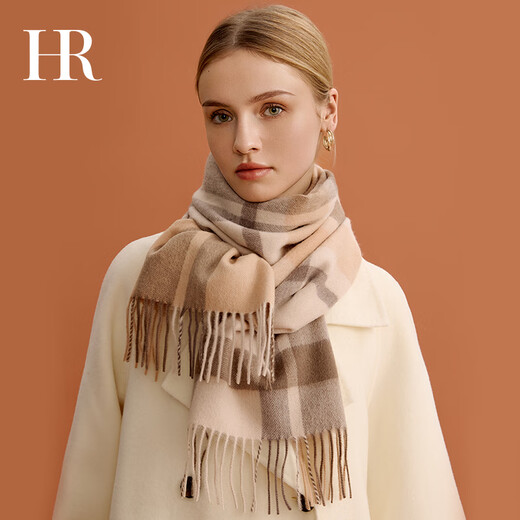 HR Helena brand wool scarf for women autumn and winter 2025 new warm scarf birthday gift for girl girlfriend milk coffee grid brand counter gift box