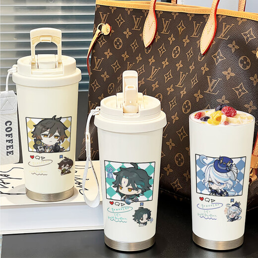 Kyodo Jingmeido Genshin Impact Thermos Cup Nasida Edelstahl Stahl Outdoor Sports Tragbarer Wasserbecher Männer und weibliche Studenten doppelt Trinkkaffeetasse BXAB15939 GOTH SON CERAMIC bedeckt innere Bollard-520ml mit hängendes Seil