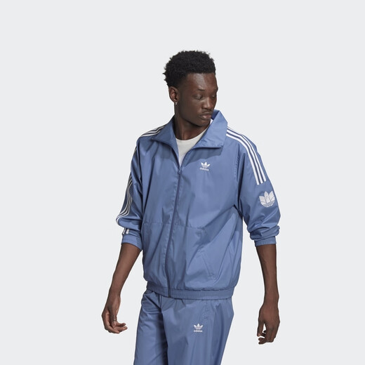 Adidas casual simple three stripes woven stand collar jacket men's autumn Adidas clover dark blue (recommended to choose one size up) M