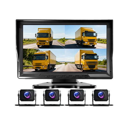 YOELBAER truck driving recorder BSD blind spot sound and light alarm two/four-way monitoring 12V24V reversing image all-in-one machine four-way blind spot warning 10-inch button ultra-clear + 64G card