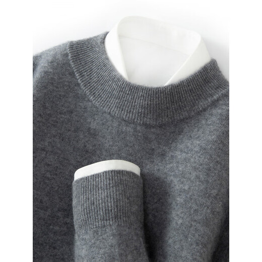 Ordos city's new autumn and winter cashmere sweater men's half turtleneck sweater loose large size sweater base raw velvet purple 2XL