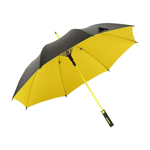 Extra large umbrella 125cm three-person umbrella men's and women's sun protection black plastic semi-automatic golf sun umbrella rain or shine umbrella semi-automatic yellow-hydrophobic umbrella cover suitable for 2-3 people