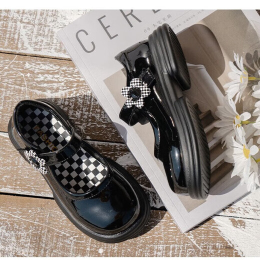 DUTRIEUX儿童皮鞋女学院风小皮鞋黑色新款公主鞋小女孩表演时尚单鞋演出鞋 女童时尚休闲小皮鞋【黑色小花】 30  码【内长约18.3cm】尺码偏小