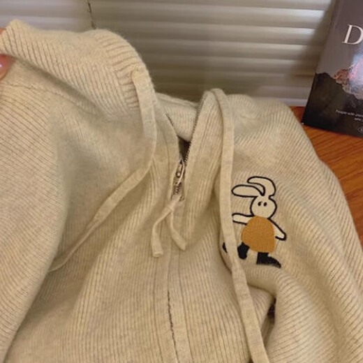 Pullover mit Kapuze-Strickjacke für Frauen 2025 Neuer heißer Feder und Herbst LOSSEN GRAUS SWEATER SILLE Reißverschluss Strickjacke 1476 Khaki L [Vorgeschlagen 111Jin [Jin ist 0,5 kg] -120jin [Jin gleich 0,5 kg]]]