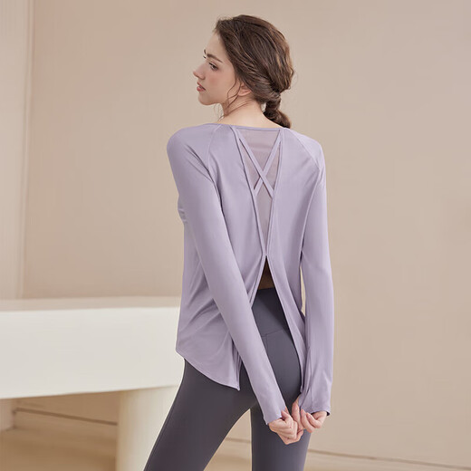 LULULOMDDW Yoga Wear Long Sleeve Suit Women's Autumn Loose Slim Fitness Wear Pilates Sports Mesh Blouse Top Women Sunset Pink Long Sleeve Top S