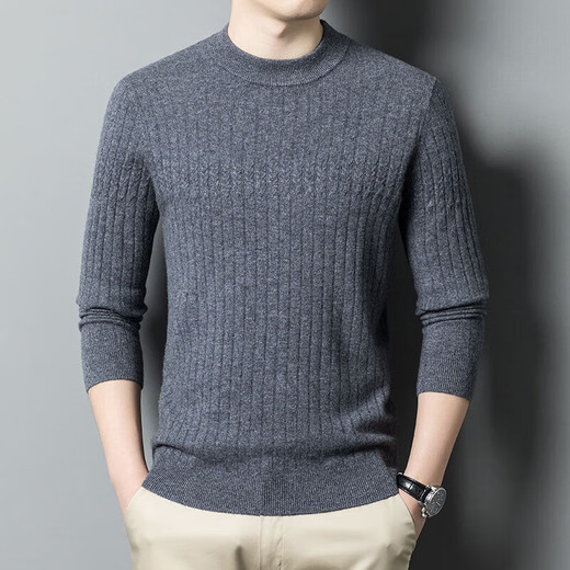 
Ordo City cashmere sweater men 100 cashmere clothes autumn and winter thick pullover sweater men base shirt gray green 2XL