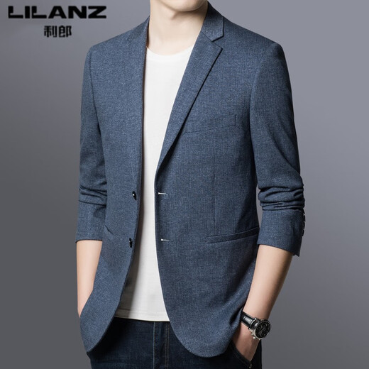 Lilan men's suits for middle-aged men 2025 new spring and autumn business casual fashion high-end small suits single suit jacket Lilan suit blue 306 4XL 195