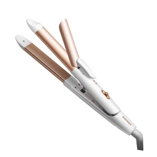 Straight board curling iron Xiaomi flat replacement dual-purpose women's large curly hair straightening iron lazy bangs artifact household small splint does not hurt hair straight board + curling iron dual-use high-end gold color