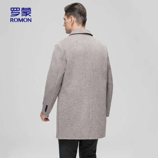 ROMON wool coat, down lining, men's mid-length windbreaker, men's autumn and winter casual top, brown color 180