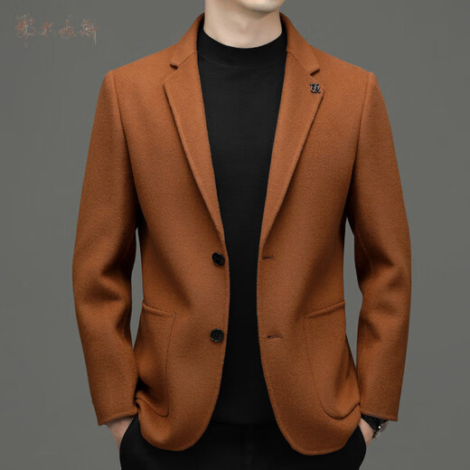 EMZ Ordos Wool Suit Autumn and Winter New Men's Korean Slim All-match Suit Casual Wool Trendy Jacket Orange XL 180