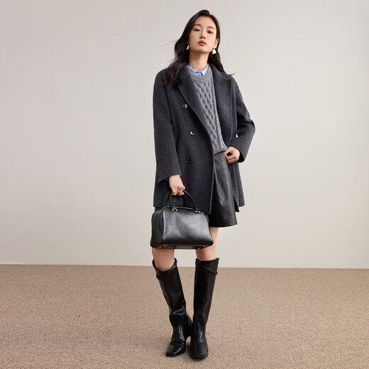 Shandubila wool thickened warm woolen coat for women winter women's small medium and long commuting double-sided woolen coat