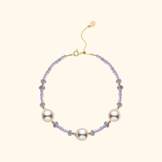Hera 18K gold highlight Akoya seawater pearl tanzanite gem baroque pearl hand-cut colored gemstone 18 points 5cm tanzanite baroque pearl hand-cut 6-8mm