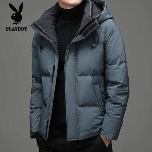 Playboy (Playboy) Winter Youth warme Kapuze -Down -Jacke 90 weiße Ente Down New Herren Short Dick Down Jacket Trend Blue 9902 2xl 185