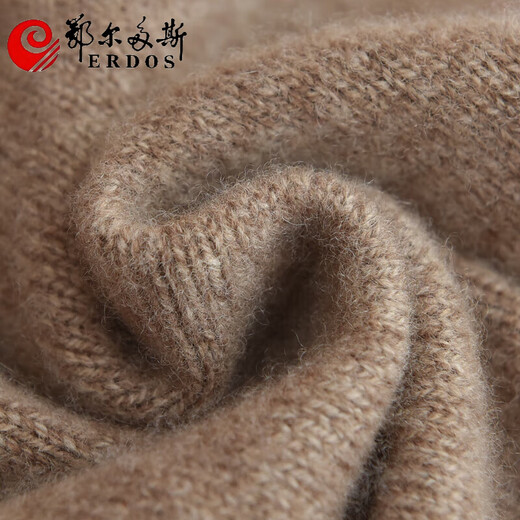 ERDOS Ordos cashmere sweater men's 100% pure cashmere thick winter new brand men's business casual henley collar wool clip-on camel S 160