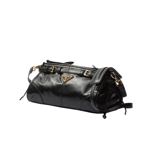 PRADA Bonnie series women's black calfskin small shoulder bag 1BH215_2CYR_F0002_V_OOO 14x26x12cm