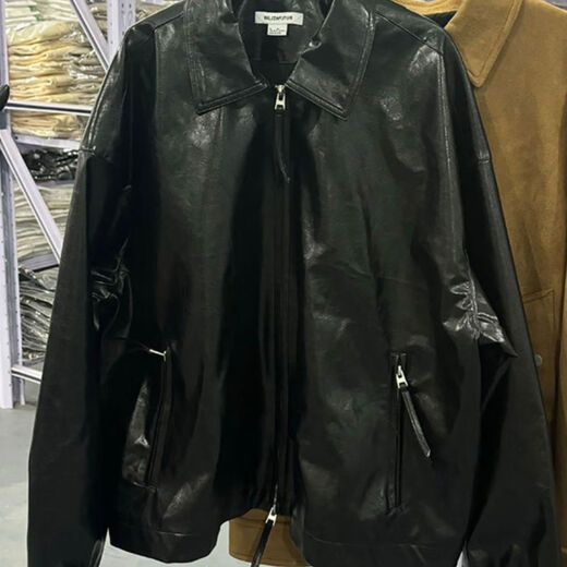 2024 Autumn New Trendy Men's Retro Versatile PU Leather Jacket UMF140040 Dark Green S S