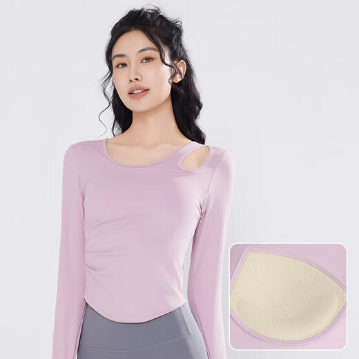 Mulinsen yoga wear sports suit women's Pilates two-piece quick-drying suit lotus root long sleeves + gun gray trousers L