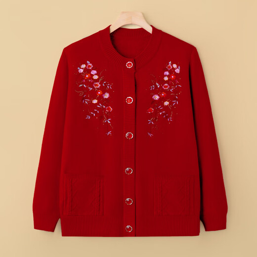 Ink puppet warm clothes and sweaters for middle-aged and elderly women, grandma's autumn and winter thick velvet coat, foreign style mother's wear, versatile knitted cardigan