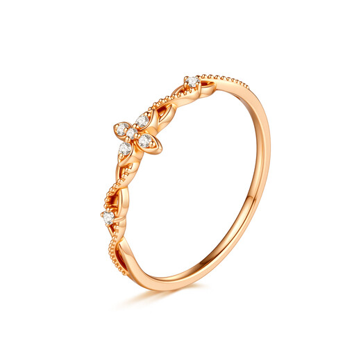 Mankalon 18K gold ring 2025 new gilt rose gold ring moissanite inlaid birthday gift for girlfriend, gilt vine 15 total weight about 1.2g, moissanite about 0.04ct