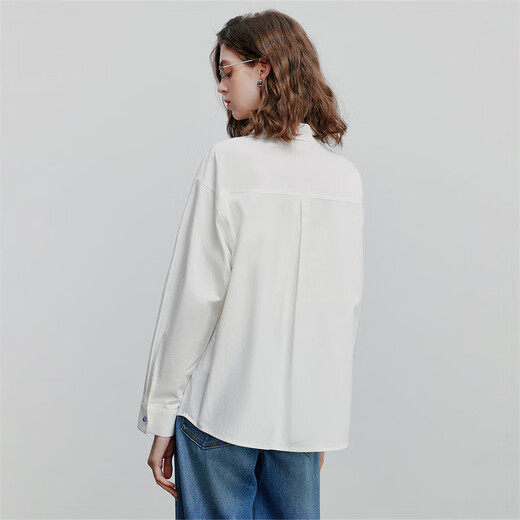 Chuyu love embroidered shirt for women 2025 new autumn style simple versatile solid color top pure cotton shirt white M