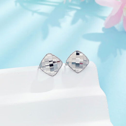 Laofu gold platinum INS style geometric square rhombus earrings rhombus earrings about 2.8g